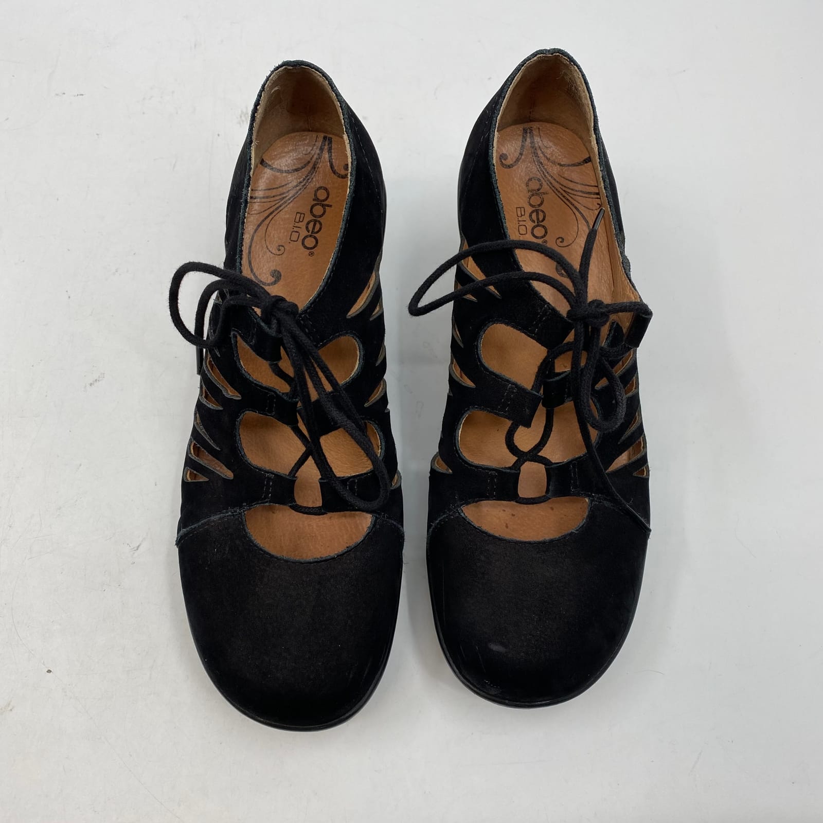 Abeo Black Suede Lace Up Wedge Shoes Abeo Black Suede Lace Up Wedge ...