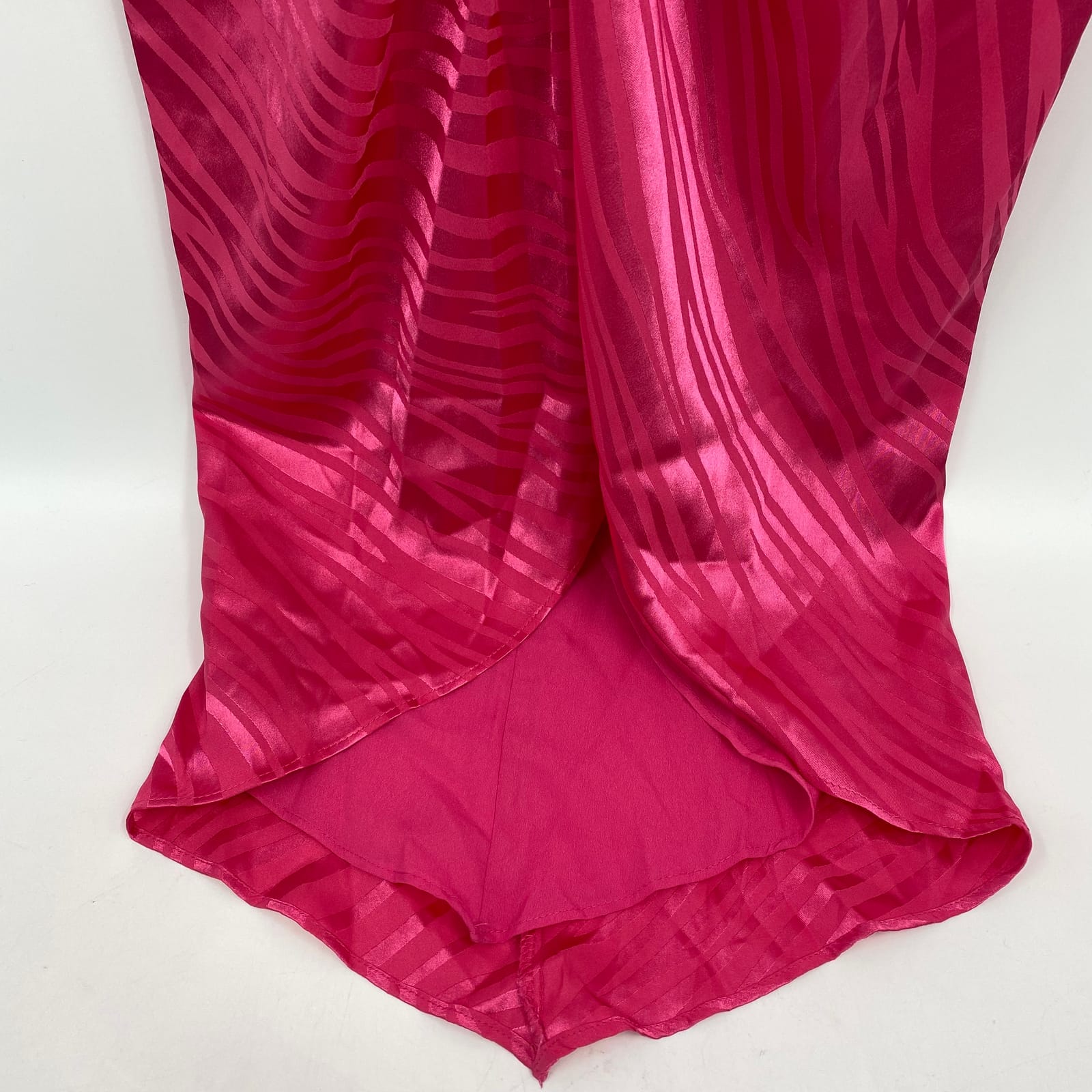 Ronny Kobo Pink Satin Zebra Print VNeck Midi Dress Ronny Kobo Pink