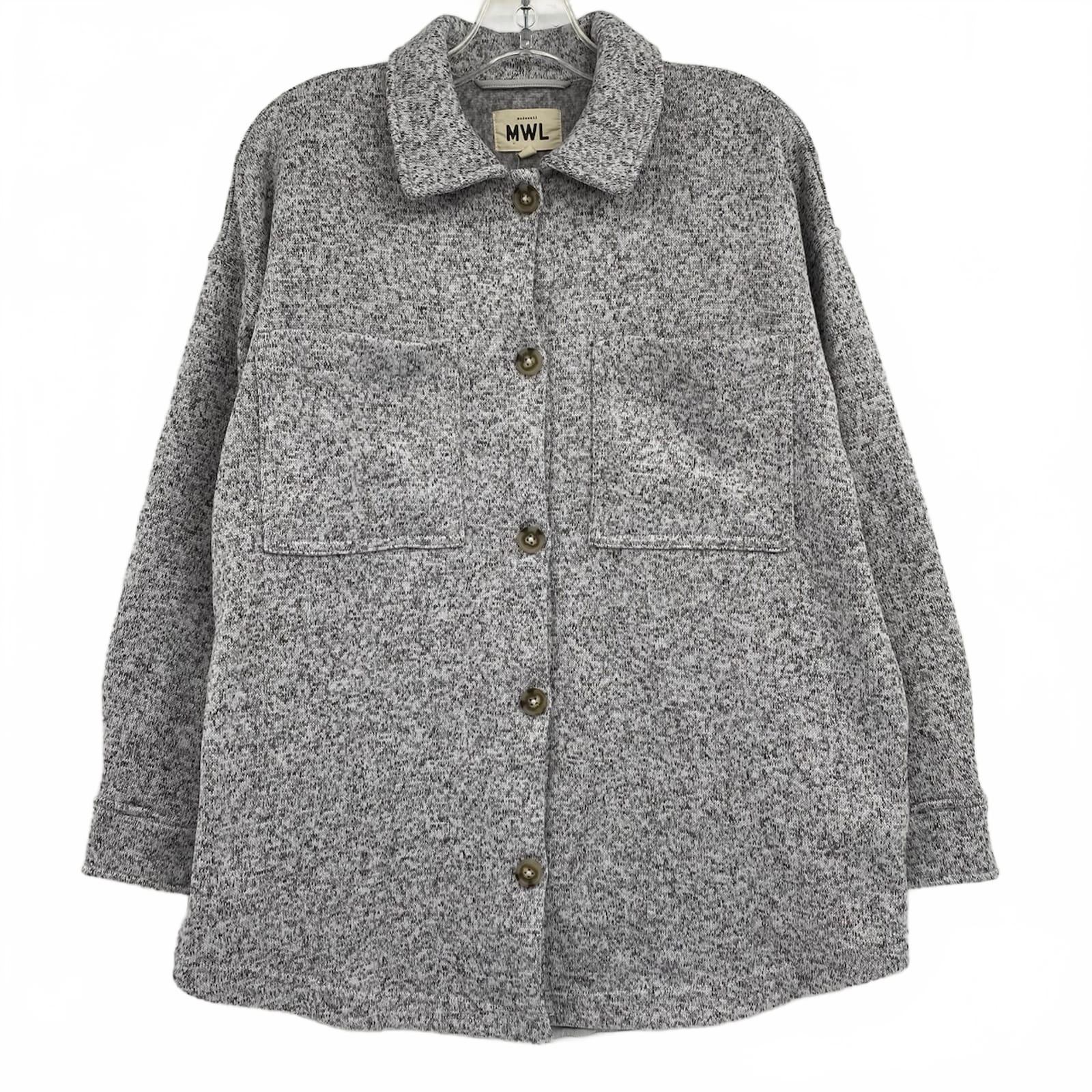 Madewell Gray Fleece-Lined Shacket Madewell Gray Fleece-Lined Shacket ...