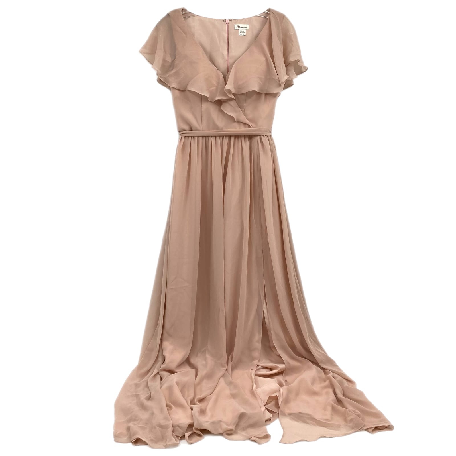 AW Bridal Pink Ruffle Sleeve Maxi Dress AW Bridal Pink Ruffle Sleeve ...