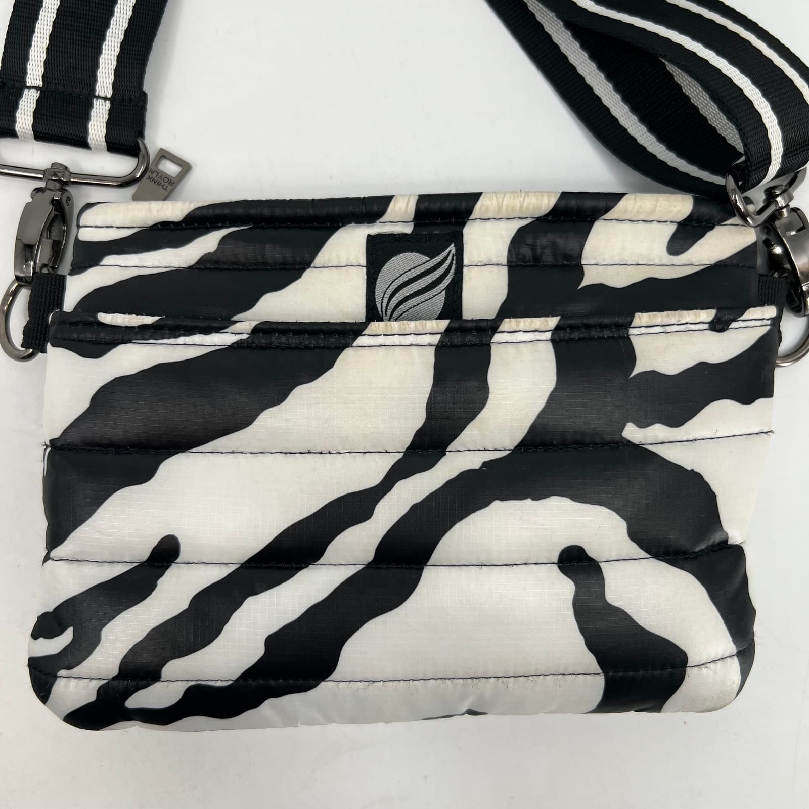 Think Rolyn Black Zebra Print Puffer Crossbody Bag Think Rolyn Black ...
