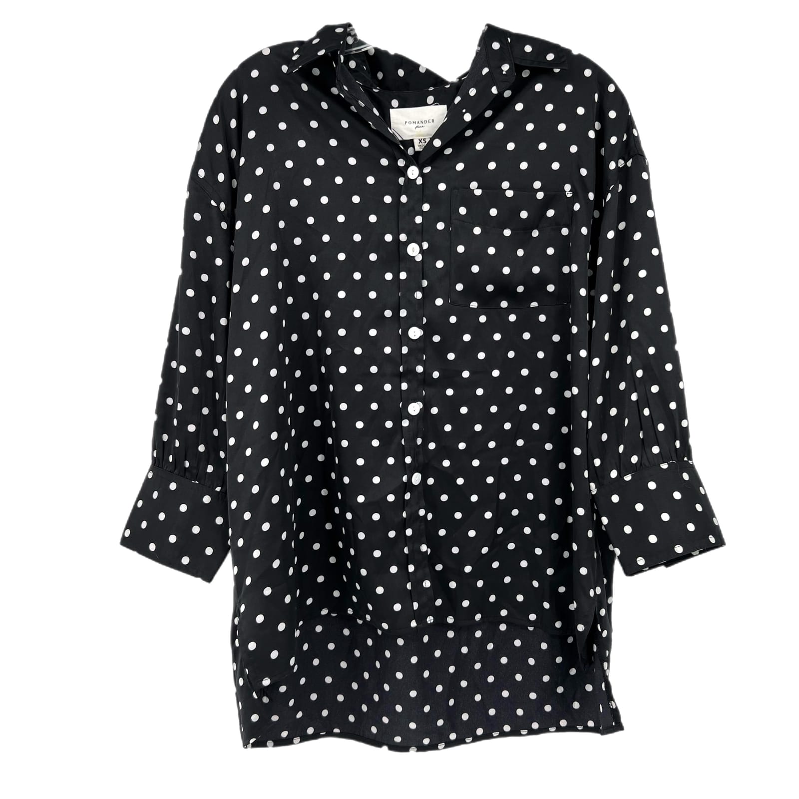 Pomander Black Polka Dot Button-Up Blouse Pomander Black Polka Dot ...